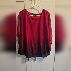 Chaus Red and Black Gradient Blouse 2x